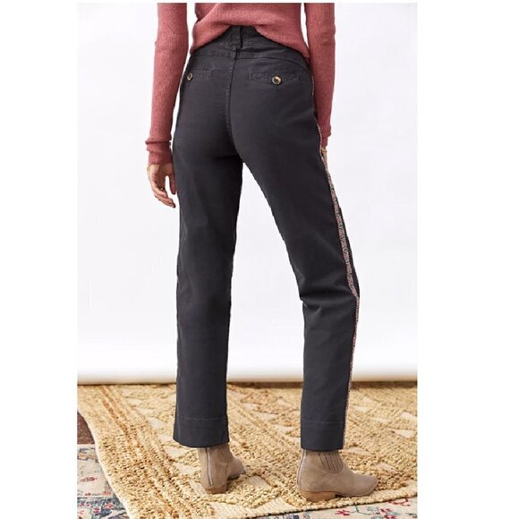 ANTHROPOLOGIE | Tapered Side Stripe Black Pants 6 NWT - Picture 2 of 11